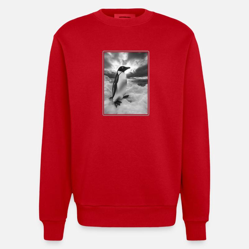 Penguins Penguin - Heavyweight Oversized Organic Crew Neck Made in EU - red