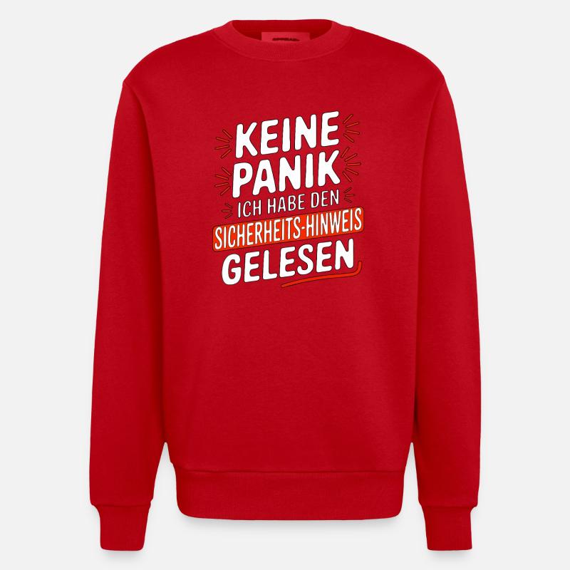 SICHERHEITSHINWEIS - Heavyweight Oversized Organic Crew Neck Made in EU - Rot