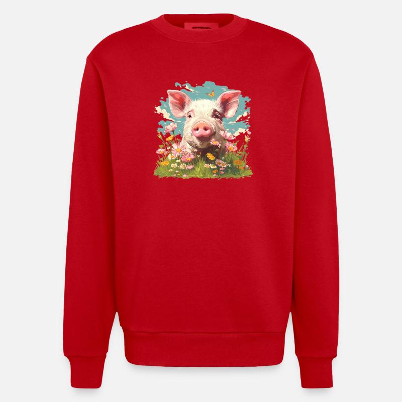 Cochon Cochon - Sweat bio épais oversize fabriqué en UE - rouge