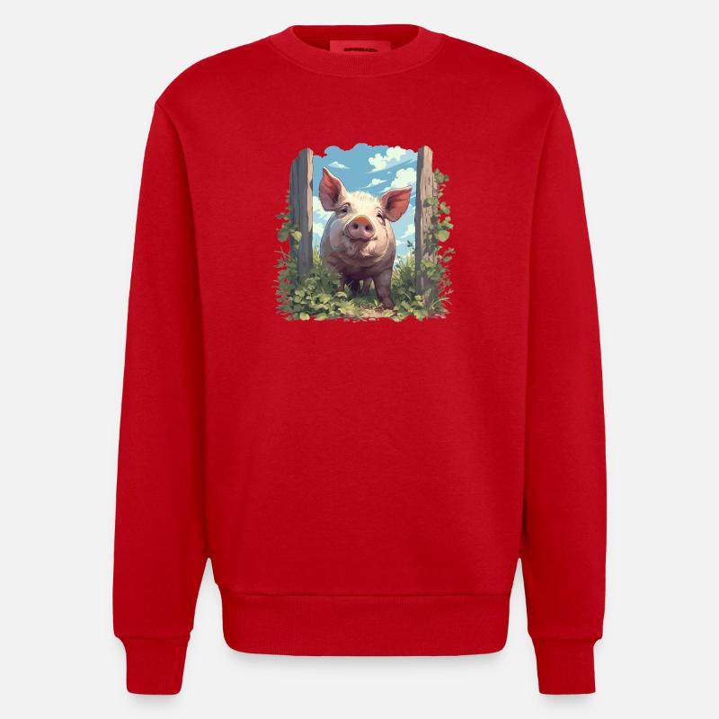 Cochon Cochon - Sweat bio épais oversize fabriqué en UE - rouge