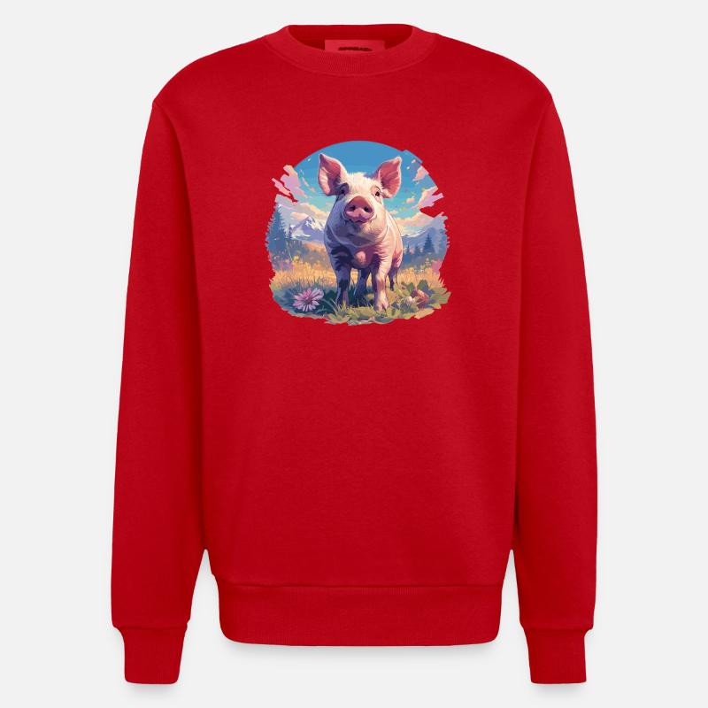 Cochon Cochon - Sweat bio épais oversize fabriqué en UE - rouge