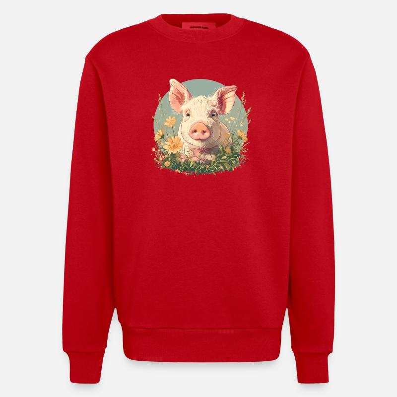 Cochon Cochon - Sweat bio épais oversize fabriqué en UE - rouge