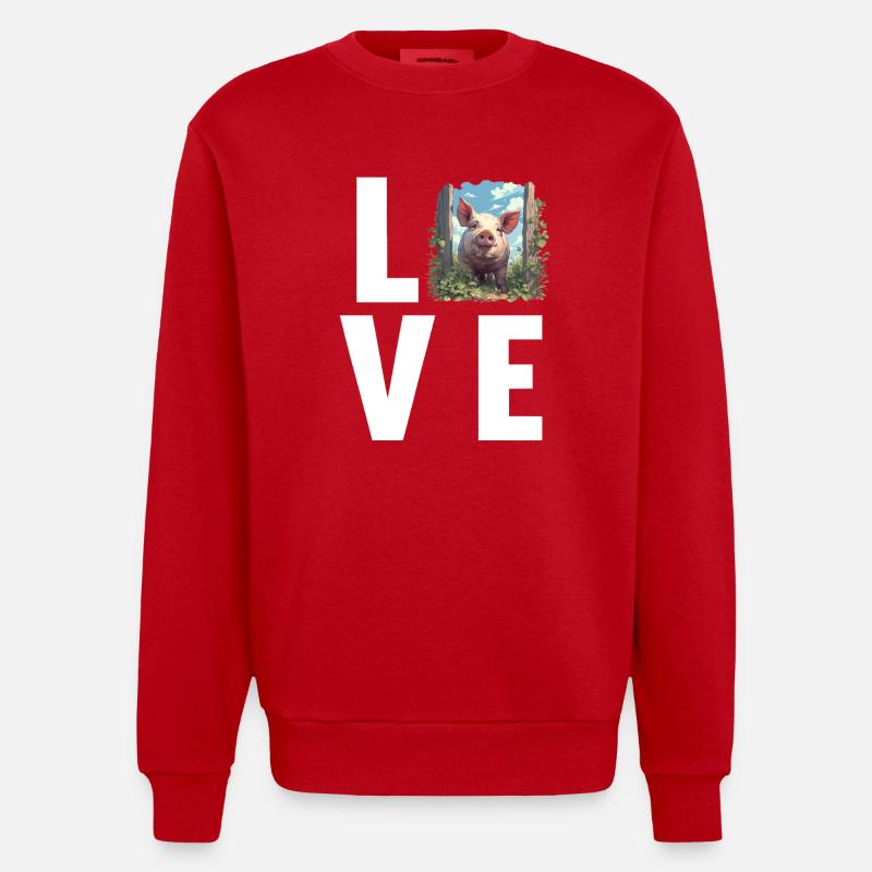 Cochon Cochon - Sweat bio épais oversize fabriqué en UE - rouge