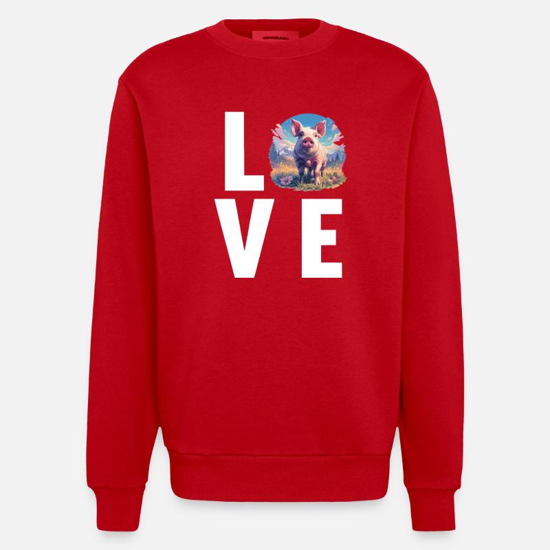 Cochon Cochon - Sweat bio épais oversize fabriqué en UE - rouge