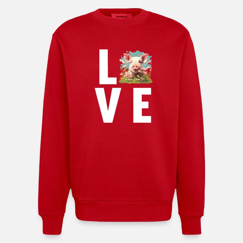 Cochon Cochon - Sweat bio épais oversize fabriqué en UE - rouge