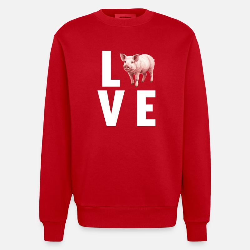 Cochon Cochon - Sweat bio épais oversize fabriqué en UE - rouge