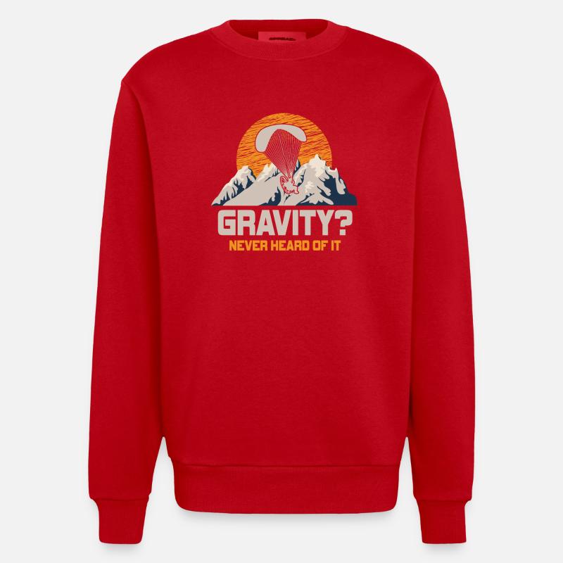 Lustiges Paramotor Gravitations-Meme - Heavyweight Oversized Organic Crew Neck Made in EU - Rot