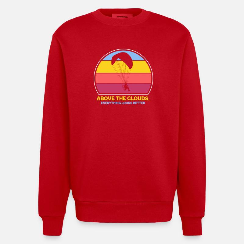 Über den Wolken Paramotor-Enthusiast - Heavyweight Oversized Organic Crew Neck Made in EU - Rot