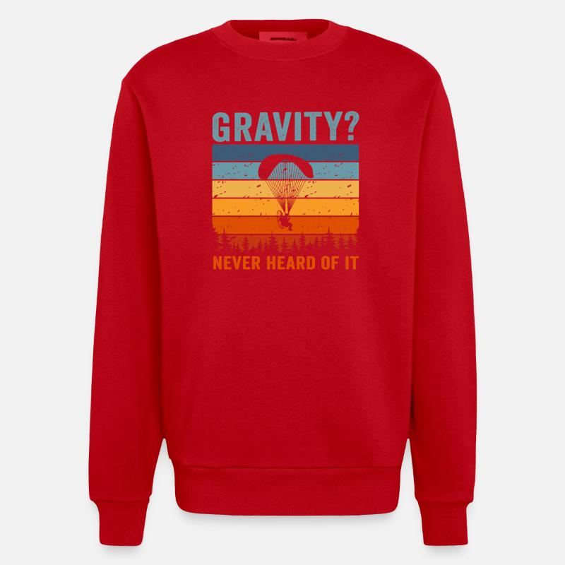 Hilarious Paramotor Gravity Meme - Heavyweight Oversized Organic Crew Neck Made in EU - red