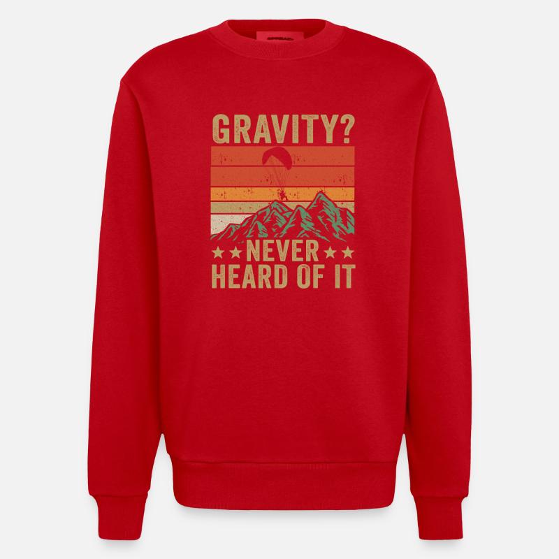 Lustiges Paramotor Gravitations-Meme - Heavyweight Oversized Organic Crew Neck Made in EU - Rot