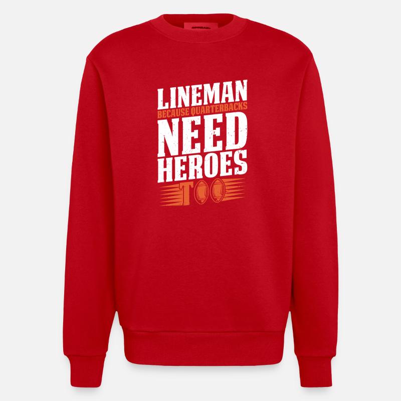 Lineman, weil Quarterbacks Helden brauchen - Heavyweight Oversized Organic Crew Neck Made in EU - Rot