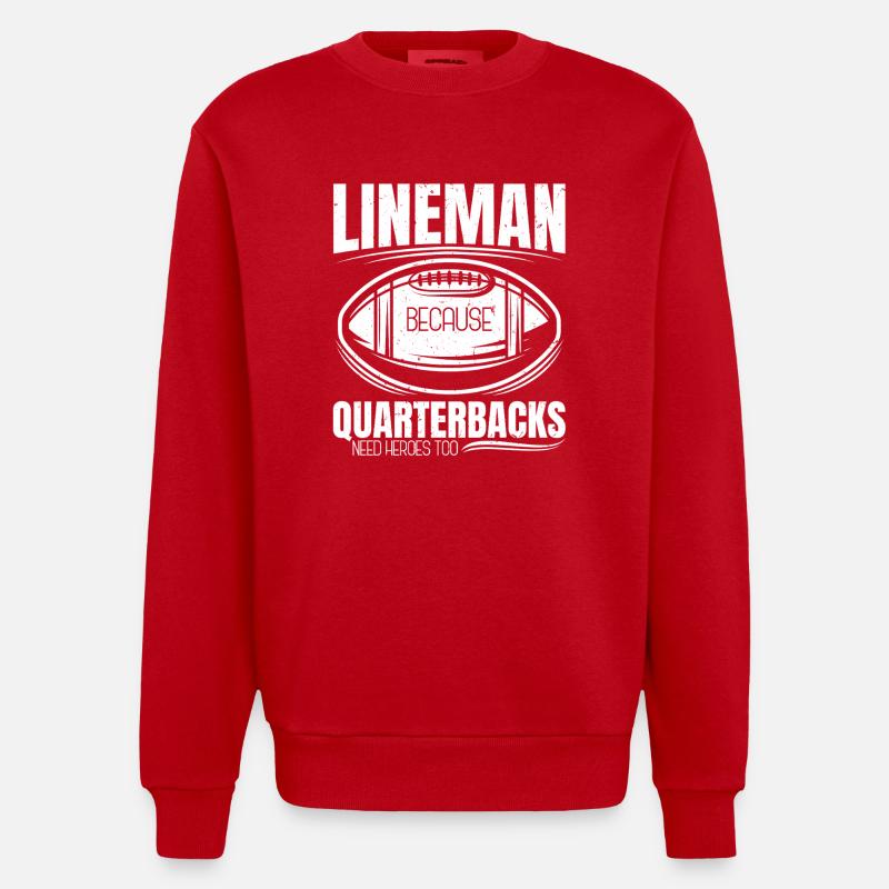 Lineman, weil Quarterbacks Helden brauchen - Heavyweight Oversized Organic Crew Neck Made in EU - Rot