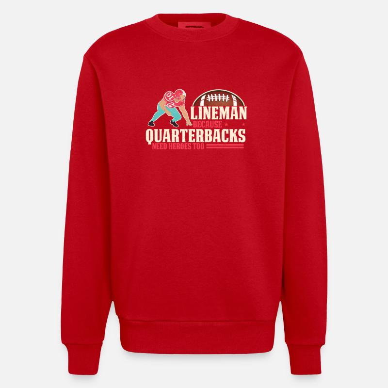 Lineman, weil Quarterbacks Helden brauchen - Heavyweight Oversized Organic Crew Neck Made in EU - Rot
