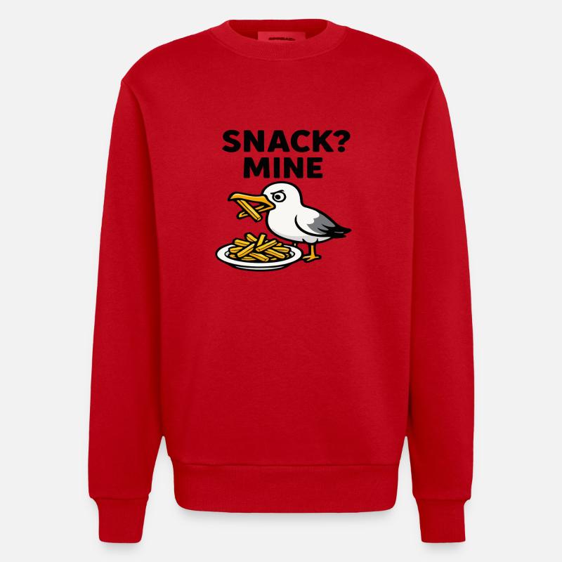 Möwe "SNACK MINE" - Heavyweight Oversized Organic Crew Neck Made in EU - Rot