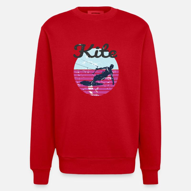 Ambiance d’aventure de kitesurf rétro - Sweat bio épais oversize fabriqué en UE - rouge