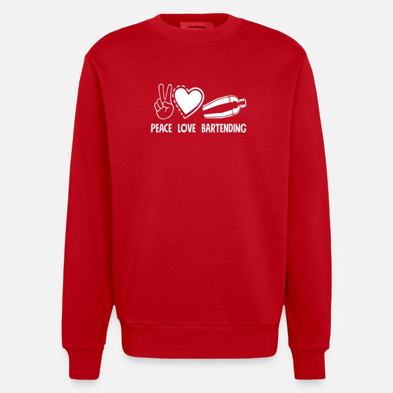 Peace Love Bartending - Heavyweight Oversized Organic Crew Neck Made in EU - red