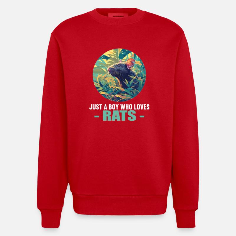 Ratten Ratte - Heavyweight Oversized Organic Crew Neck Made in EU - Rot
