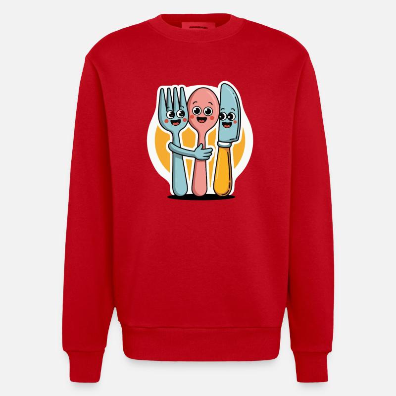 FOURCHETTES, COUTEAUX ET CUILLÈRES - Sweat bio épais oversize fabriqué en UE - rouge