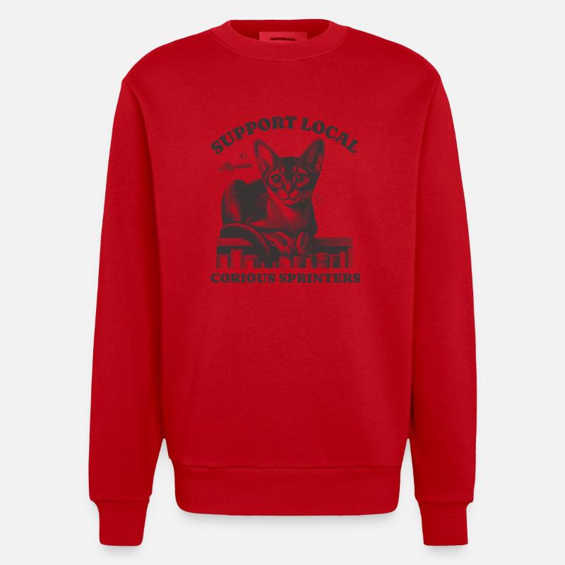 Katze Support Local Abyssinian - Heavyweight Oversized Organic Crew Neck Made in EU - Rot