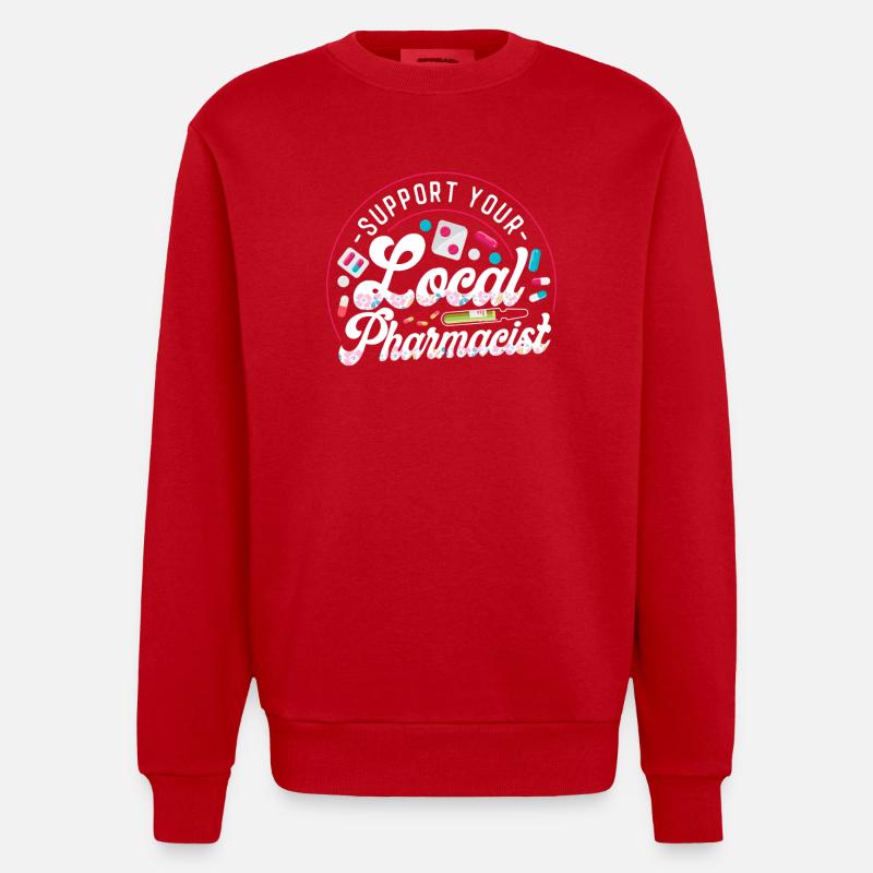 Pharmacy Tech Technician - Heavyweight Oversized Organic Crew Neck Made in EU - red