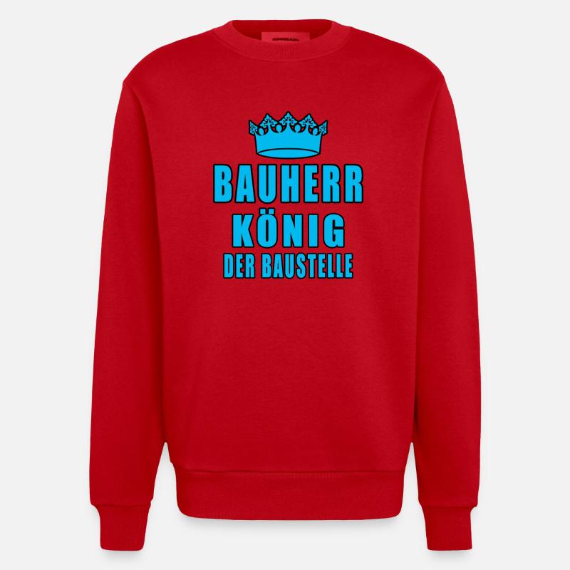Bauherr König Der Baustelle - Heavyweight Oversized Organic Crew Neck Made in EU - Rot