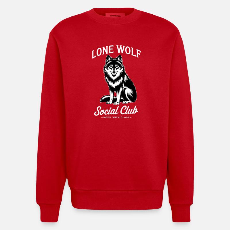 Loup - Sweat bio épais oversize fabriqué en UE - rouge