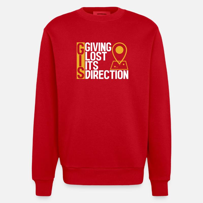 Geographic Information Systems - Heavyweight Oversized Organic Crew Neck Made in EU - red