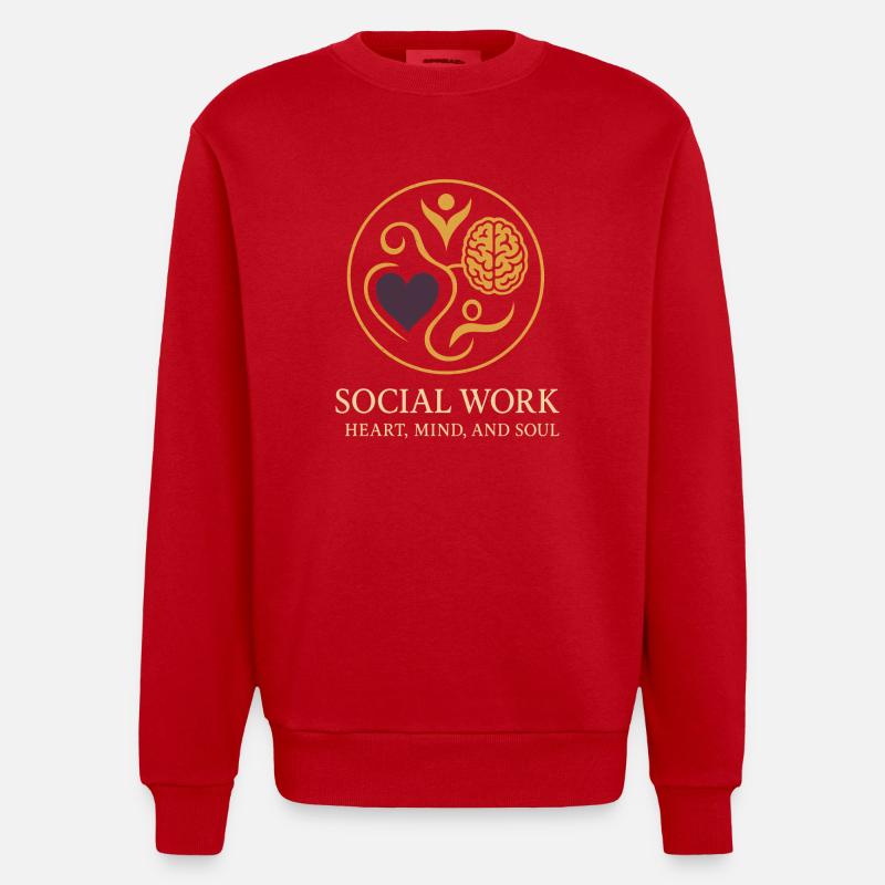 L’assistante sociale soutient le - Sweat bio épais oversize fabriqué en UE - rouge