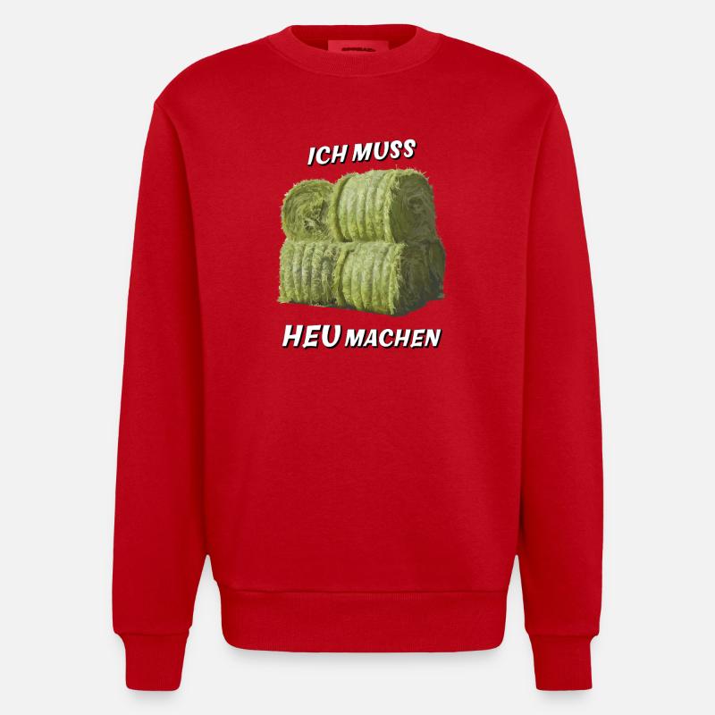 ICH MUSS HEU MACHEN - Heavyweight Oversized Organic Crew Neck Made in EU - Rot