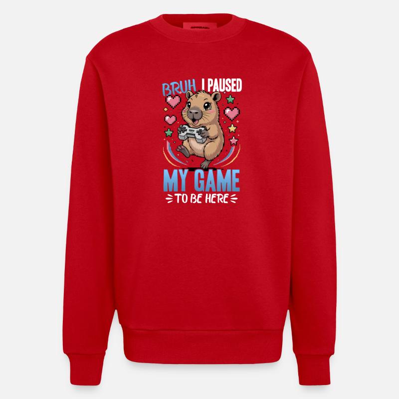 Capybara Gamer Gaming - Sweat bio épais oversize fabriqué en UE - rouge