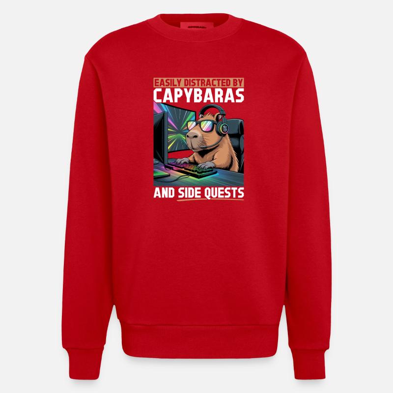 Capybara PC Gamer Gaming - Sweat bio épais oversize fabriqué en UE - rouge