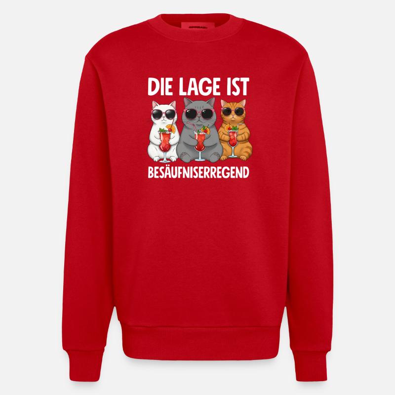 The situation is drunkenness - Heavyweight Oversized Organic Crew Neck Made in EU - red