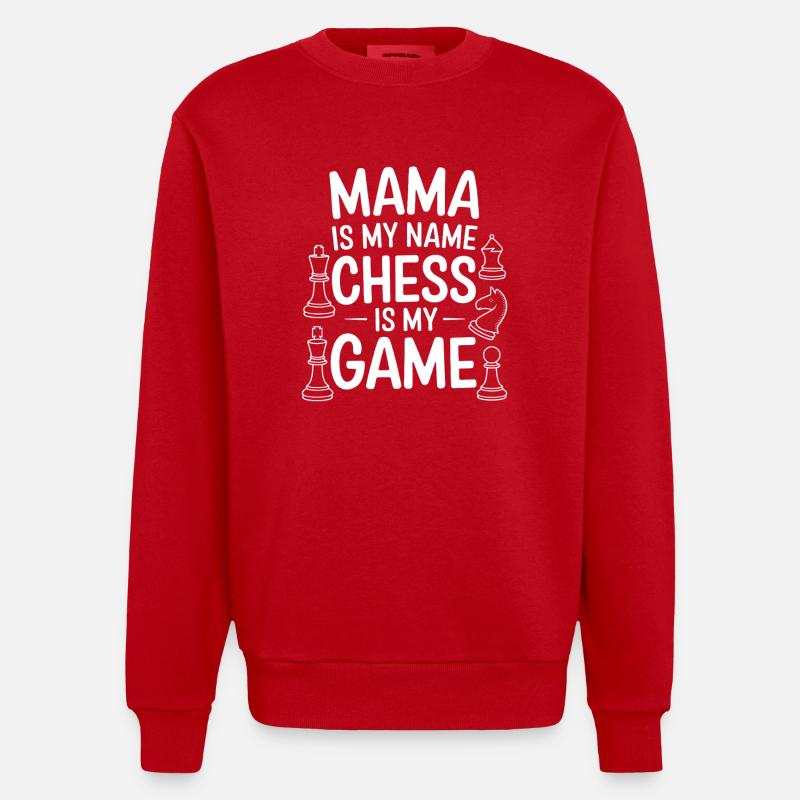 Fière maman d’échecs design - Sweat bio épais oversize fabriqué en UE - rouge