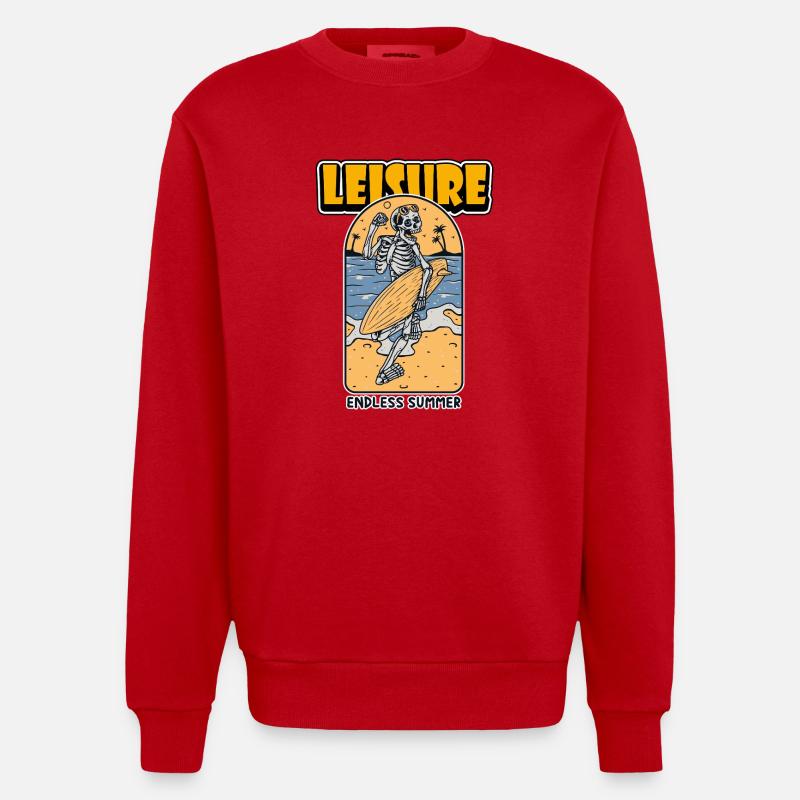 Skeleton Beach Surfeur - Sweat bio épais oversize fabriqué en UE - rouge