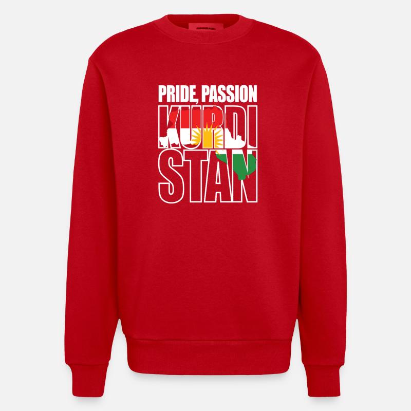Fierté Passion Kurdistan Kurdes - Sweat bio épais oversize fabriqué en UE - rouge