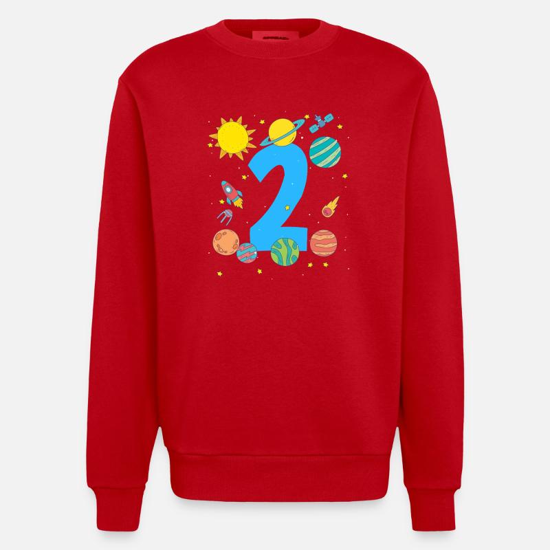 Aventure spatiale numéro deux planètes - Sweat bio épais oversize fabriqué en UE - rouge