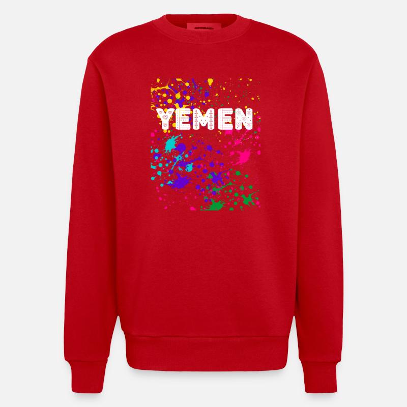 YEMEN éclaboussures Design - Sweat bio épais oversize fabriqué en UE - rouge