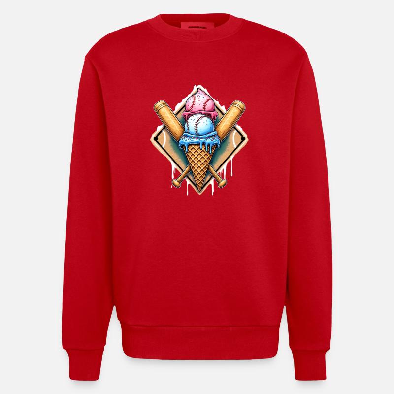 Baseball Batte de baseball - Sweat bio épais oversize fabriqué en UE - rouge