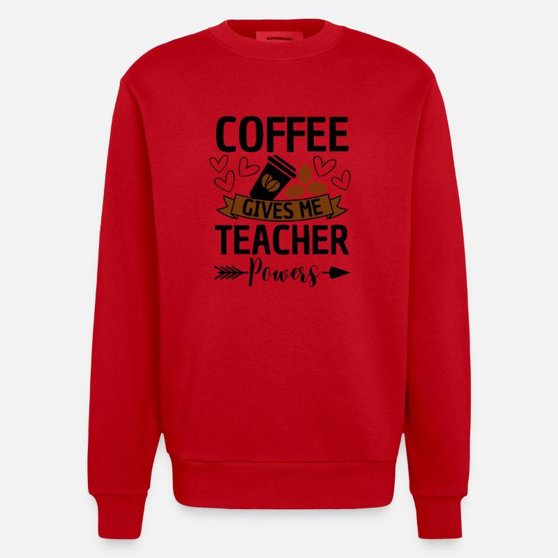 Lustiger Lehrer Spruch mit Kaffee - Heavyweight Oversized Organic Crew Neck Made in EU - Rot
