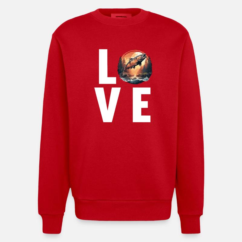 Lachse Lachs - Heavyweight Oversized Organic Crew Neck Made in EU - Rot