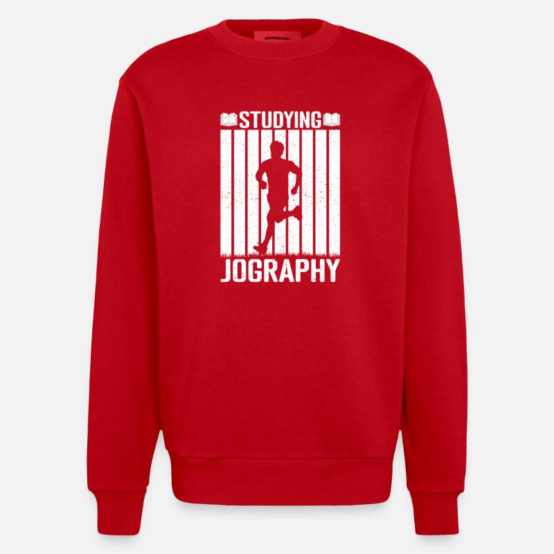 Marathon Runner Studying Jography Running - Heavyweight Oversized Organic Crew Neck Made in EU - Rot