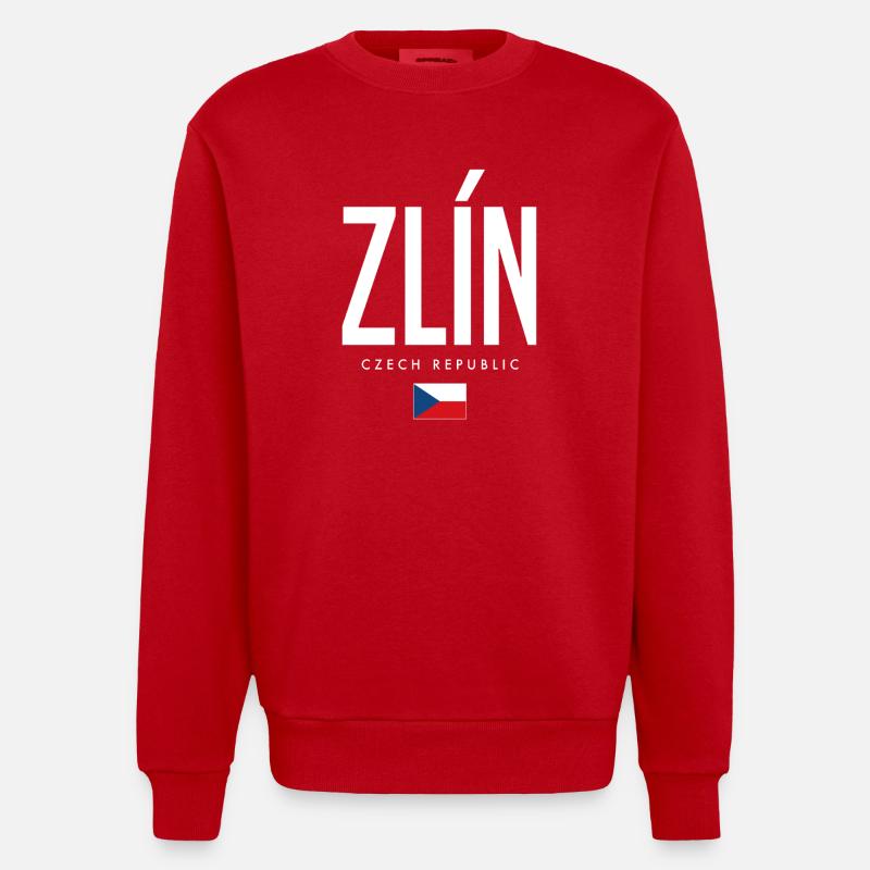 Zlin Tschechien - Heavyweight Oversized Organic Crew Neck Made in EU - Rot