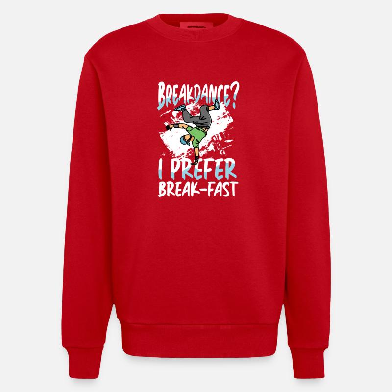 Breakdancing? I prefer breakfast - Heavyweight Oversized Organic Crew Neck Made in EU - red