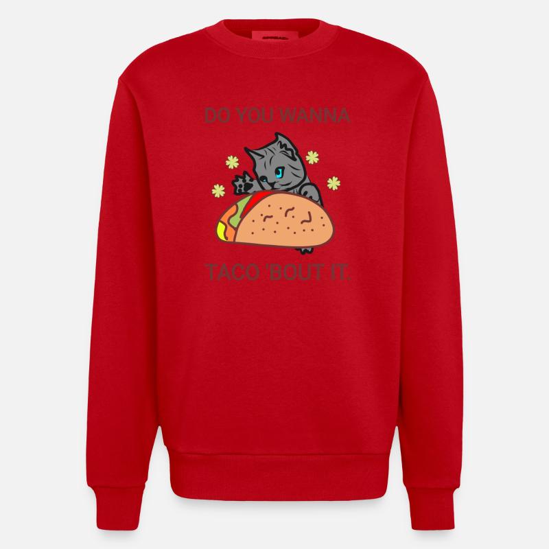 Willst du Taco drüber - Heavyweight Oversized Organic Crew Neck Made in EU - Rot