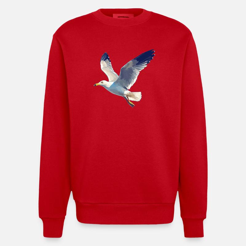 Möwen Möwe - Heavyweight Oversized Organic Crew Neck Made in EU - Rot