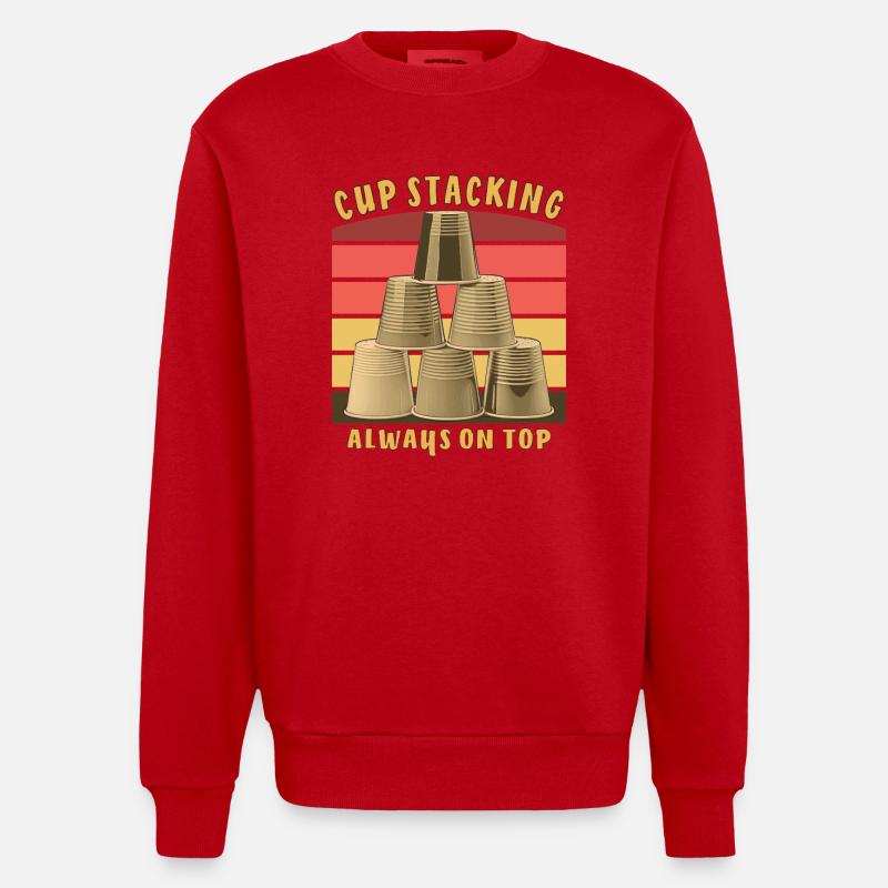 CUP STACKING ALWAYS ON TOP - Heavyweight Oversized Organic Crew Neck Made in EU - Rot