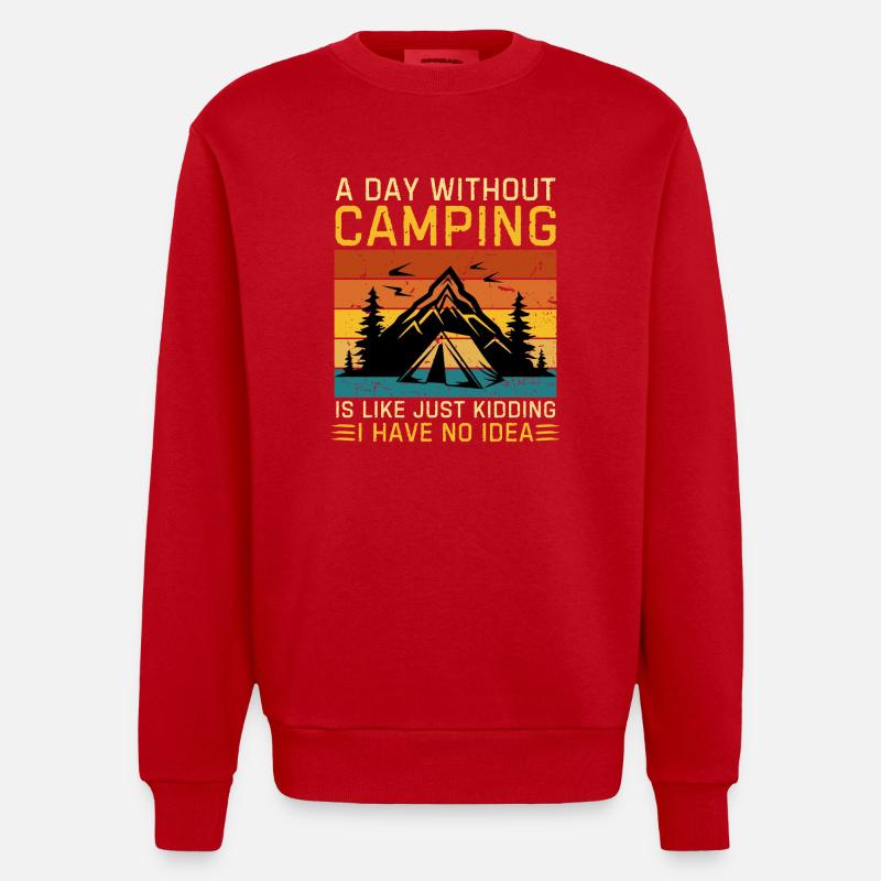 Drôle de camping dicton camping - Sweat bio épais oversize fabriqué en UE - rouge
