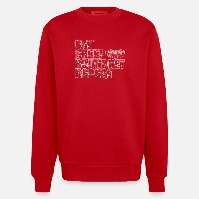 Eat Sleep Roundnet Repeat - Heavyweight Oversized Organic Crew Neck Made in EU - red