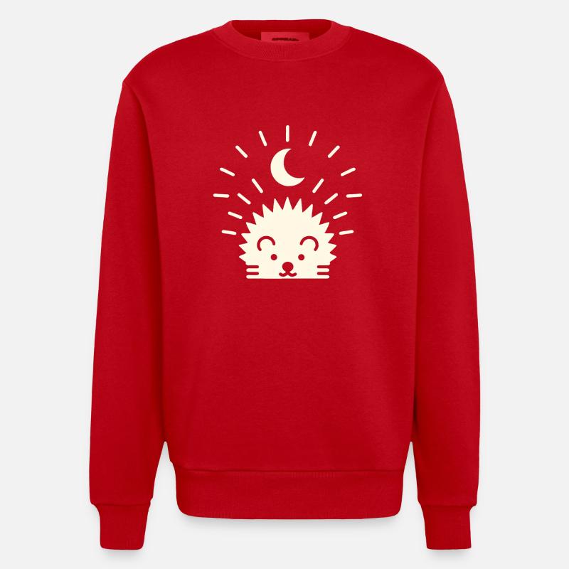 Mondschein-Igel - Heavyweight Oversized Organic Crew Neck Made in EU - Rot