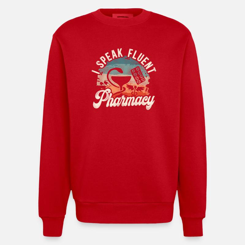 Pharmacy Tech Technician - Heavyweight Oversized Organic Crew Neck Made in EU - red